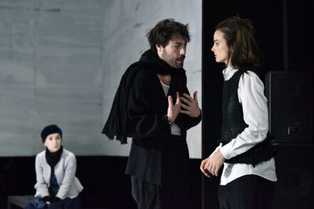 William Shakespeare: Twelfth Night, or What You Will / Veronika Drolc, Benjamin Krnetić and Tina Vrbnjak. Photo by Peter Uhan.