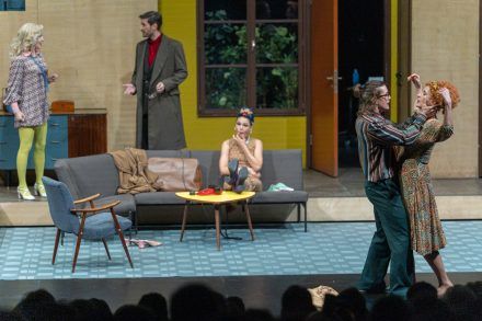 Iva Babić, Robert Korošec, Pia Zemljič, Klemen Janežič, in Saša Pavček Foto: Peter Uhan