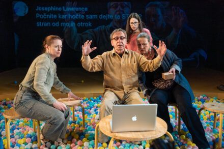 Jonathan Spector: Eureka Day / Nina Ivanišin, Gregor Baković, Saša Pavlin Stošić and Nina Valič. Photo by Peter Uhan.