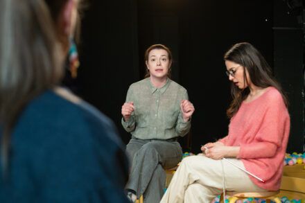 Jonathan Spector: Eureka Day / Nina Valič, Nina Ivanišin and Saša Pavlin Stošić. Photo by Peter Uhan.